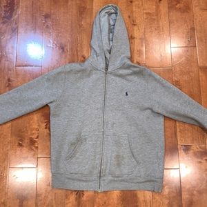 GRAY POLO HOODIE SMALL IN MENS ZIP UP